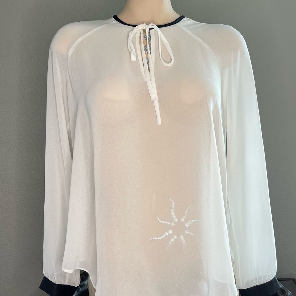 Kenneth Cole New York White Pleated-Back Blouse PS/PP